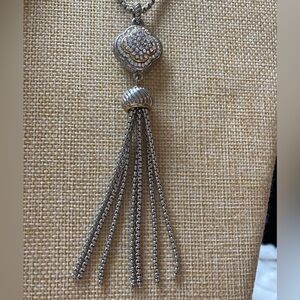 Two Tone Tassel Necklace‎ w/ Pave’ Crystals